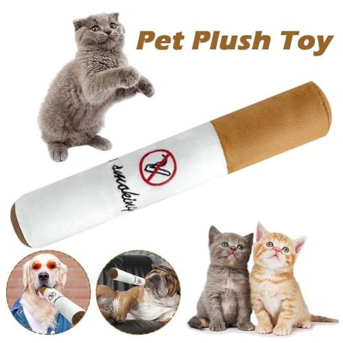 Plüsch-Hundespielzeug, lustiges quietschendes Zigarren-Hundespielzeug, Plüsch-Hundespielzeug zum Kauen, Trainingsspielzeug für Zahnen, Hundezigarette