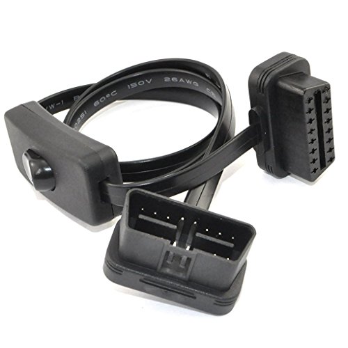 Cable de extensión plano OBD 2 II para uso con Lector de códigos de vehículos Bluetooth Torque Pro Elm 327 OBDII OBD 2, accesorio de cámara grabadora