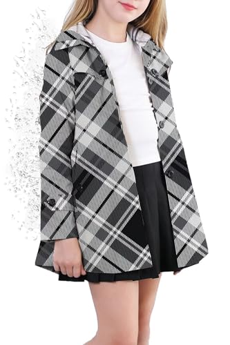 Image of Cromoncent Girl's Rain Jackets Waterproof Hoodie Trench Coat Cute Dress Coat Outerwear, 3-12 Years