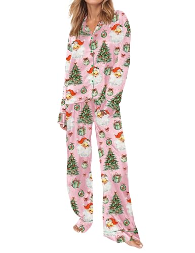 Image of SHESHOW Satin Pajamas for Women Set Long Sleeve Button Down Sleepwear 2 Piece Nightwear Women Pjs Sets Size XS-XXL