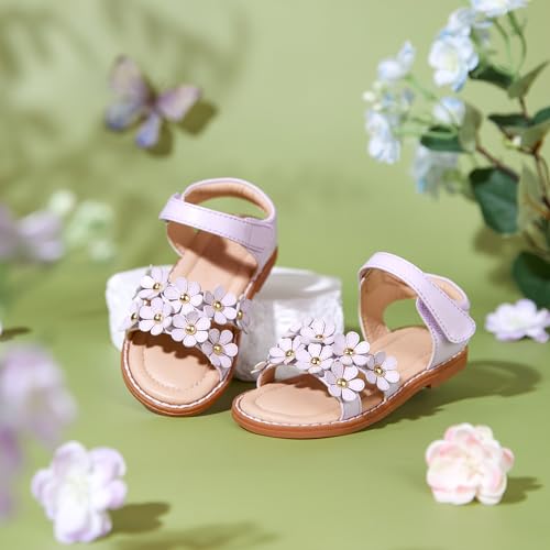 Image of Flaryzone Girls Sandals Open Toe Summer Flats Dress Sandals Shoes Toddler /Little Kid