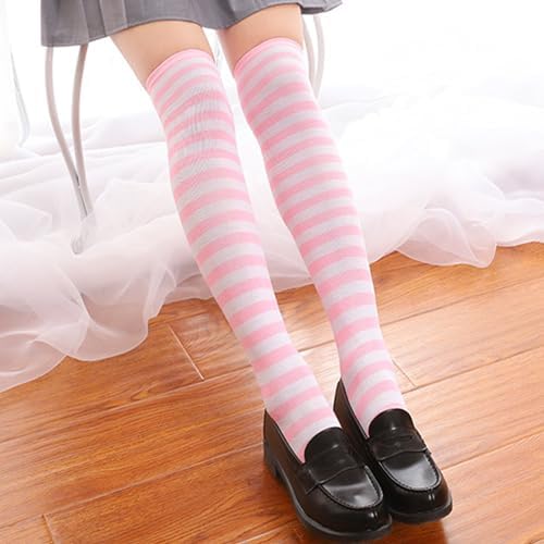 TOMORI Hot Cute Japanese Style Blue&pink Stripe Panties Bikini Cosplay Cotton Underwear, Pink and White, One size