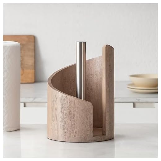 Anji Mountain Paper Towel Holder Countertop with Mango Wood Round Base and Iron Holder,Holder Stand for Kitchen Roll Organize,Wooden Paper Towel Holder for Kitchen Dining Table Home Decor