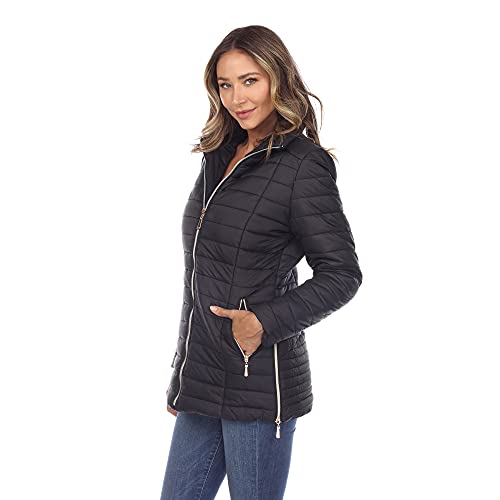 white mark Women's Puffer Coat with Zip Closure and Zip Side Pockets2