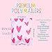 6x9 Designer Poly Mailer 100 Pack Heavy Duty Polymailers Waterproof Self Seal Shipping Bags Packaging for Small Business Large Mailing Envelopes Bulk Tear Resistant Packaging Pink Hearts