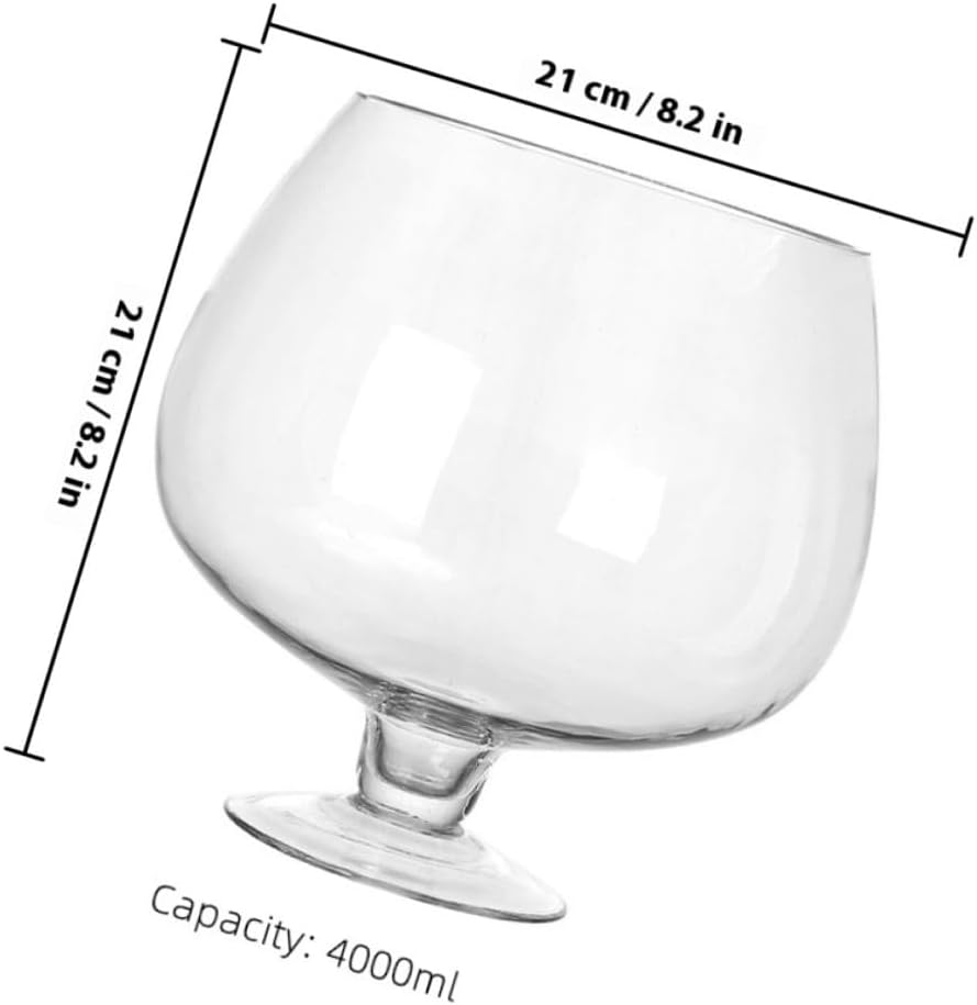 HOMSFOU Glass Tabletop Goldfish Tank 4000ml Desktop Aquarium Betta Fish Bowl Hydroponic Vase for Office and Home Decor