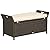 Outsunny 27 Gallon Patio Wicker Storage Bench, Outdoor PE Rattan Patio Furniture, 2-in-1 Large Capacity Rectangle Garden Storage Box with Handles and Cushion, Cream White