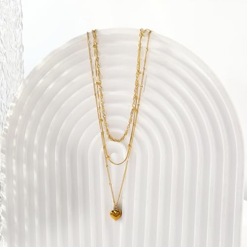 Elegance 11 designs Gold Heart Pendant Necklaces for Women,Dainty Layered Choker Waterproof Necklaces Stack Set for Women Trendy Gold Cute Necklaces Jewelry Gift2