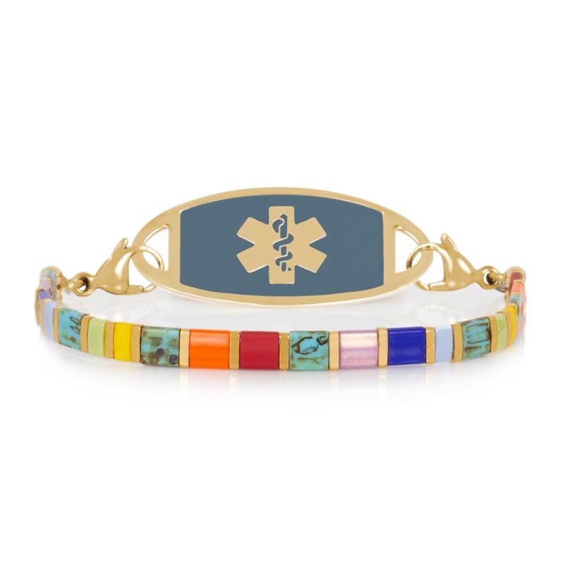 Lauren's Hope Beautiful Beaded Stretch Medical ID Alert Bracelets for Women and Girls, Custom Engraved, Perfect for Listing Important Medical Conditions and Medications, Medical ID