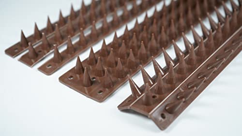 Eco Fence Wall Spikes Garden Security. Anti-Climb Cat And Bird Deterrent Intruder Deterrent. Made In The UK Pigeon Spikes Pest Control For Gardens - Brown 10 Pack - 5M to 15M