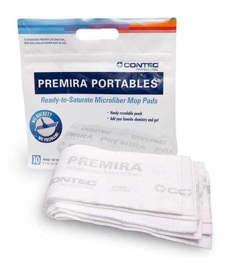 Premira Portables, Ready-to-Saturate Mop Pad Kit, 10 mop Pads/Pouch, 28 Pouches/case