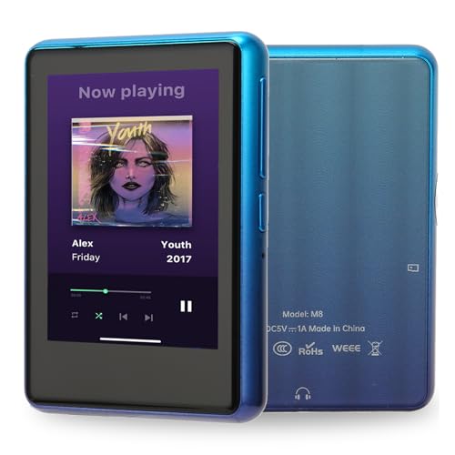 MP3 Player, BT 5.0 256GB 2.4 Inch TFT Full Touch Screen Music Player, with Wired Headphone, for 98 ME 2K XP Vista 7, for OSX 10 (Blue)