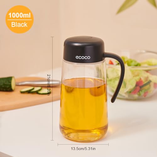 Generic Auto Flip Cap 34oz/1L Olive Oil Dispenser Bottle,Great capacity Condiment Dispensing Container for Kitchen, Non-Slip Handle Drip-Free & Spill-Free Spout,Easy Refill & Cleaning black - Image 2