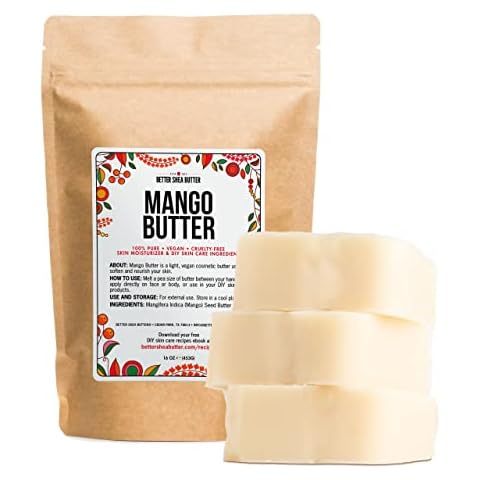 Better Shea Butter Mango Butter 100% Natural Skin Moisturizer, 1 LB Block Cover