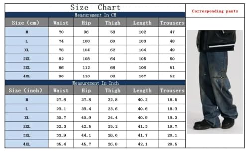Men Streetwear Pu Leather Embroidery Baggy Stacked Jeans Pants Vintage Clothes Trousers4