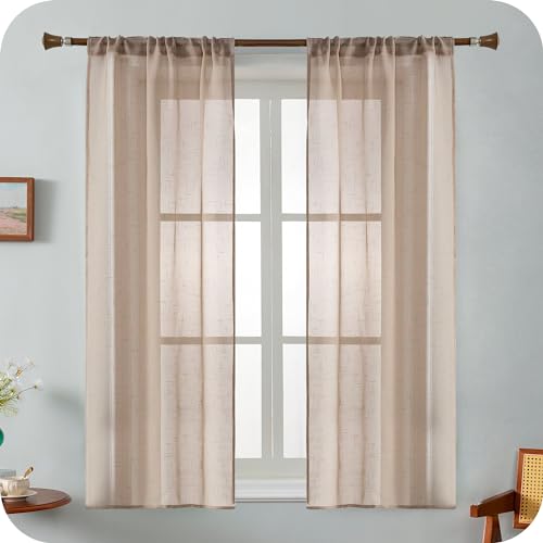 GIRASOLE Paire de rideaux en voile transparent effet lin, pour salon, chambre à coucher, balcon,...