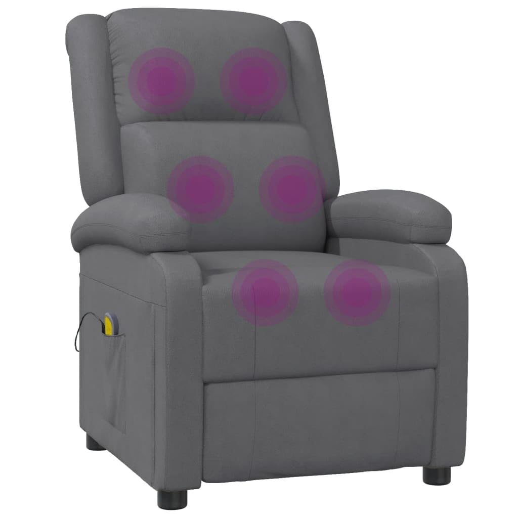 vidaXL Massagesessel, Sessel Verstellbare Rückenlehne Fußteil, Fernsehsessel Relaxsessel mit Liegefunktion, Liegesessel Polstersessel Ruhesessel, Anthrazit Kunstleder