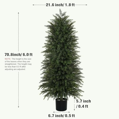 Image of 6 ft Artificial Topiary Cedar Trees Set of 2 for Outdoor