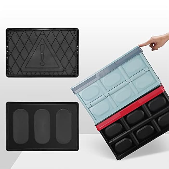 Phyllia Foldable Storage Boxes with Lidsz, 3 Pack Collapsible Plastic Storage Bins Organizer Containers Baskets Cub with Cover,Stackable Utility Crates Storage Box (Blue, 30L)