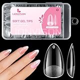 Lot de 240 faux ongles courts en gel acrylique transparent pré limés semi mats à couverture complète pour bricolage à presser et extensions d'ongles, 12 tailles