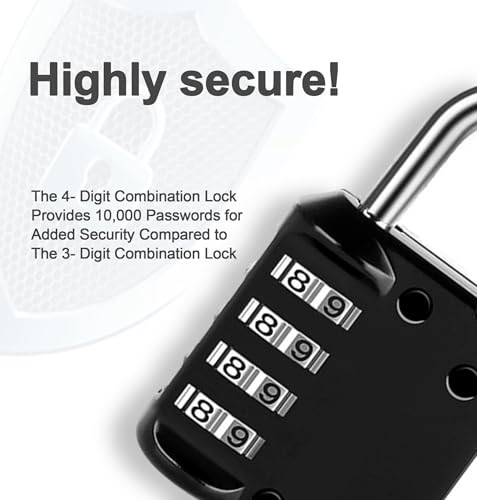 Image of Vervida Combination Padlock for Locker 4-Digit Combo Lock Outdoor Waterproof Padlock for Gym Locker Locks Luggage Lock Optional Letters-F, 2 Pack, Black-F