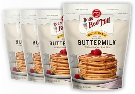 Bob's Red Mill Whole Grain Buttermilk Pancake & Waffle Mix, 24oz (4 Pack)