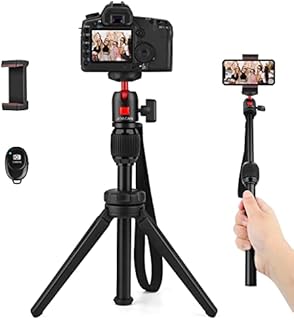 JOILCAN Mini Tripod, Aluminium Portable Desktop Tripod Stand with 360 Degree Ball Head, 1/4 Screw Tabletop Tripod with Selfie Stick for Webcam, Projectors, Compact Camera, Load up to 3 kilograms