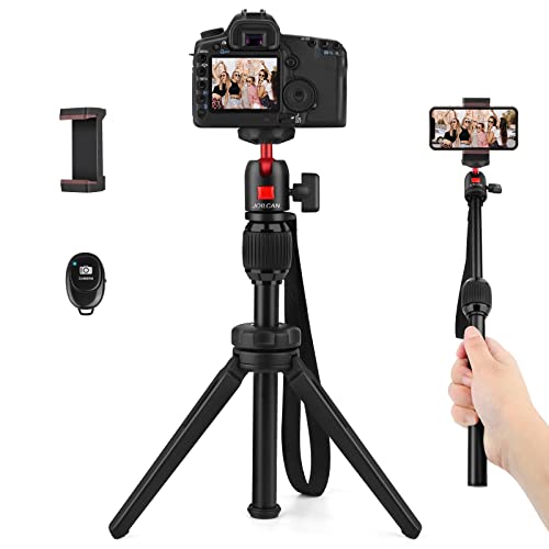 JOILCAN Mini Tripod, Aluminium Portable Desktop Tripod Stand with 360 Degree Ball Head, 1/4 Screw Tabletop Tripod with Selfie Stick for Webcam, Projectors, Compact Camera, Load up to 3 kilograms