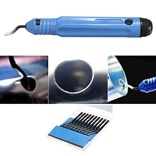 Rely2016 Deburring Tool Kit, Practical Use Easily Flexible Burr Handle Nb1100 Trimming Blade With 10Pc Bs1010 Deburring Scraper Blades Head Cutting Tool For Wood, Plastic, Copper, Aluminum #TOP3