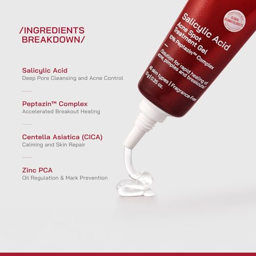 Image of /PHD / Salicylic Acid Acne Spot Treatment Gel 10g | Fast-Acting Pimple Remover & Acne Spot Corrector | Clear Gel with Peptazin Complex | Alternative to Pimple Patches | Salicylic Acid Gel for Face | Targets Breakouts & Reduces Spots Instantly