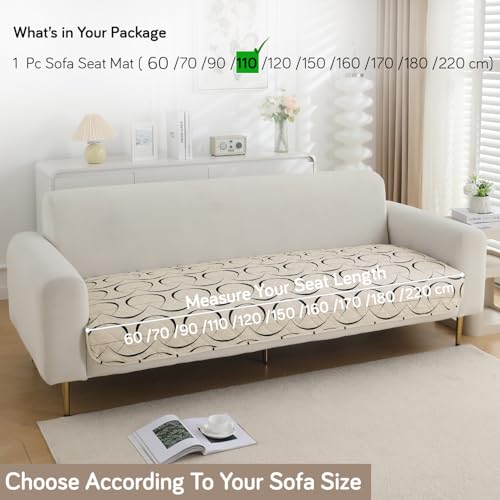 Image of HOKIPO 'Elira Series' Water Repellent + Waterproof Quilted Sofa Mats | Make Your Own Sofa Cover Set | Length 110cm - Natural Beige Abstract Art (AR-5244-C4)