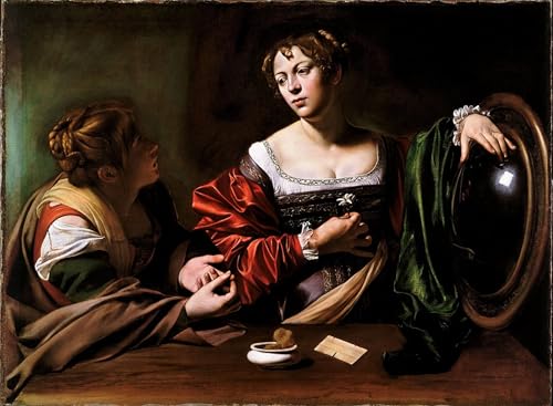 Cuadro de Caravaggio para salón: Marta y María Magdalena en lienzo de 60x90 cm