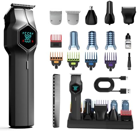 Beard Trimmer for Men, Magnetic Snap-on Replacement Heads & Charg...