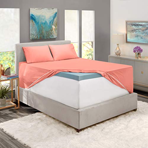 Image of Extra Deep Pocket Fitted Sheet - 4 Piece Sheet Set - Super Deep Pocket - Ultra Deep Pocket Sheets - Deep Fitted Sheets Set - 54 x 75 inches - Extra Deep Pocket Full Size Sheets - Misty Rose