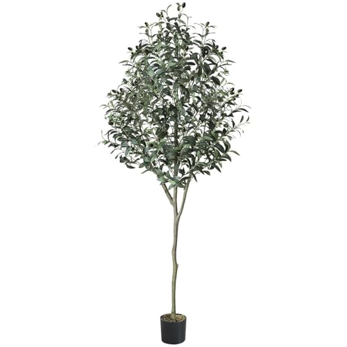 ROUNY Artificial Olive Tree Indoor Faux Olive Tree for Office Home Decor Faux Plants Indoor Tall Fake Plants with Realistic Trunk and Lifelike Fruits (180cm)
