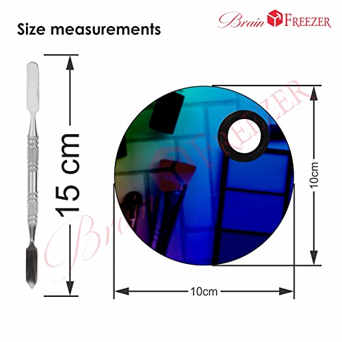 Image of Brain Freezer Shiny Makeup Palette With Stainless Steel Round Shape Spatula, 100 g (Circle Rainbow)