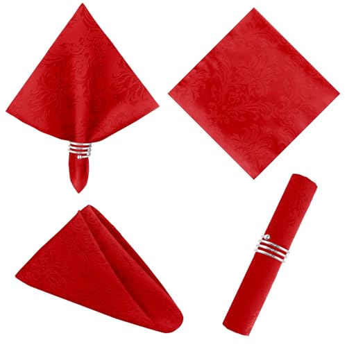 SASTYBALE Christmas Red Jacquard Damask Napkins, 20 x 20 Inch, Set of 4