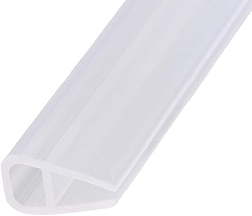 Miniatura 2 de uxcell Barrido de puerta de ducha de vidrio sin marco, tira de sello lateral inferior de puerta, tipo U con riel de goteo de 0.315 in, vidrio de