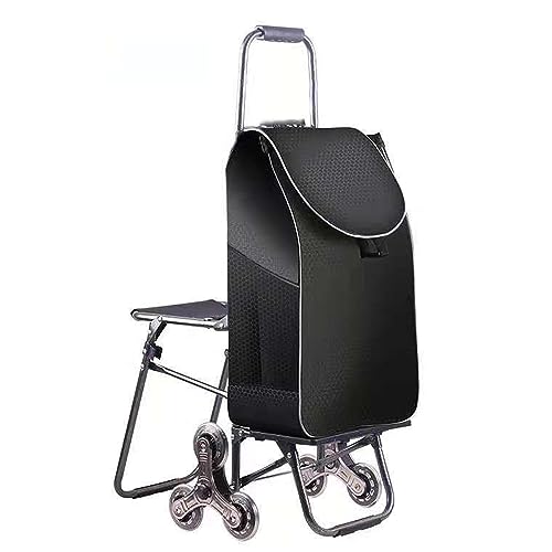 Carrito de la compra con asiento y cubierta impermeable, carrito plegable para un fácil transporte y comodidad