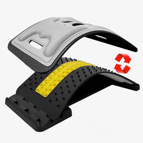 Back Stretcher with Lumbar Support Board for Back Pain Relief - Dual-Sided Adjustable Spinal Decompression & Cracker Device (Yellow) - Image 4