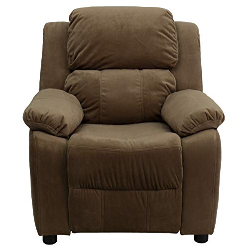 Flash Furniture Deluxe Padded Contemporary Brown Microfiber Kids Recliner With Storage Arms #TOP7