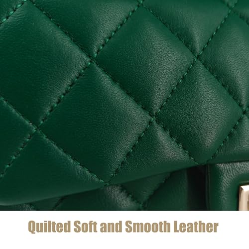 Image of M-ioi-M Small Quilted Crossbody Bag for Women, Genuine Leather Mini Shoulder Flap Purse with Gold Chain Strap & Top Handle