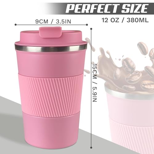 Image of Stainless Steel Travel Coffee Mug with Lid, Vacuum Insulated Leak Proof Cup | Double wall vacuum insulation keeps drinks hot or cold for hours. Leak proof lid and non-slip grip for travel, office and car