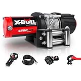 X-BULL Winch 4500LBS Steel Cable Electric Winch with Roller Fairlead, Wired Handle and Wireless Remote,Easy to Install