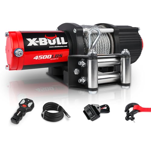 X-BULL Winch 4500LBS Steel Cable Electric Winch with Roller Fairlead, Wired Handle and Wireless Remote,Easy to Install