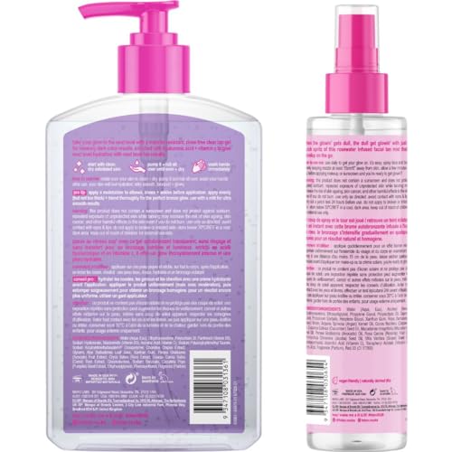 b.tan Clear Self Tanning Gel & Face Spray Kit | Glow Your Own Way Next Level + Gradual Facial Tan Mist Bundle - Dark, 1 Hour Express, Transfer-Resistant Fake Tanner, with Body Mitt Applicator