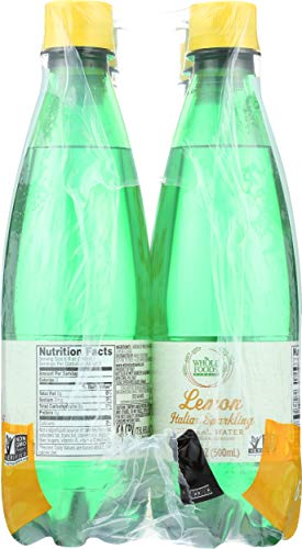 Image of Whole Foods Market, Lemon Sparkling Mineral Water, 16.9 Fl Oz, 6 Count (Pack of 2)