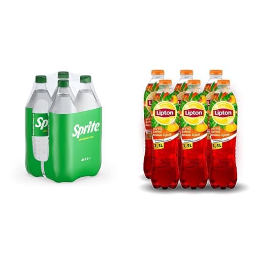 Sprite Limon Aromalı Pet 4x1 L x1 + Lipton Ice Tea Şeftali Soğuk Çay Pet 1.5 L x 6 Adet x1
