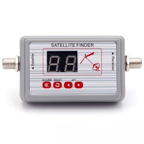 LVYXON Buscador de medidor digital para búsqueda de señal de antena de TV por satélite con pantalla LED y zumbador, rango de frecuencia de 950-2155 MHz, paso CC para LNB, indicador de intensidad IF en