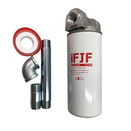 iFJF 1200KTF7018 Fuel Filter Spin-on Particulate Replacement for Transfer Pump FR112 FR1210G FR610G 18 GPM 3/4" with 1200KTG9075 Filter Head and 3/4â€ ST Elbow and 3/4 x 7â€ Nipple